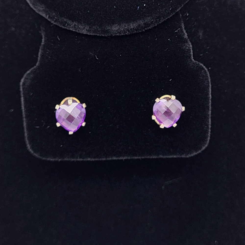 925 silver earrings with purple heart stones